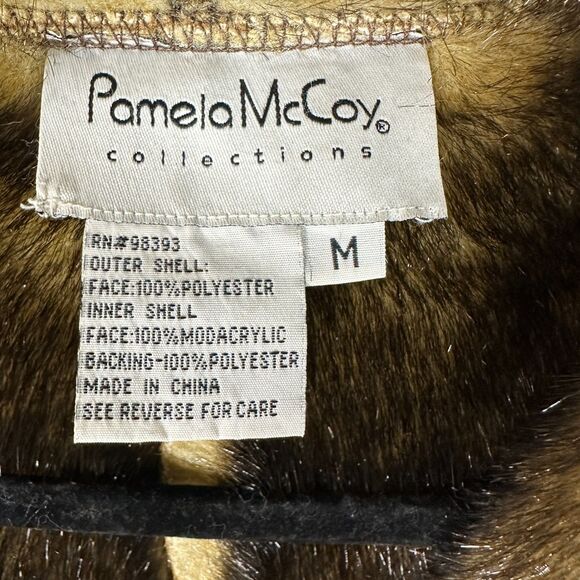 Pamela McCoy Collections Faux Suede Faux Fur Long Line Jacket Women's Medium - Picture 3 of 6